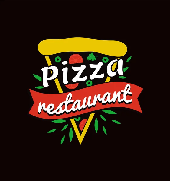 Gustoso ristorante pizza Luminoso logotipo promozionale — Vettoriale Stock