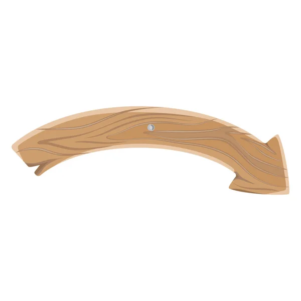 Forme d'arc de flèche de pointage de signe en bois courbé isolé — Image vectorielle