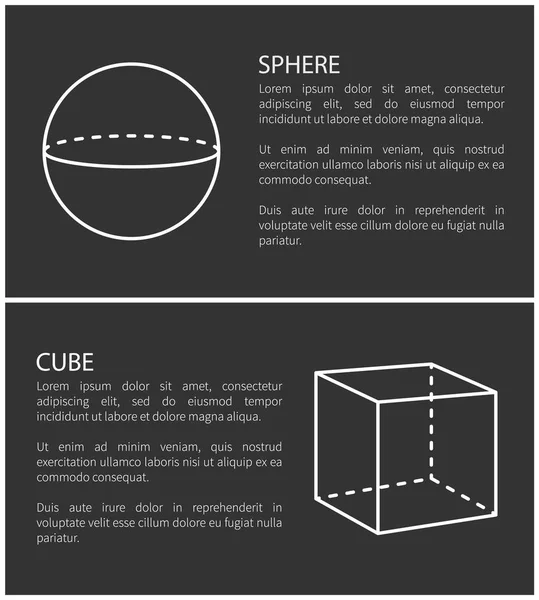 Kula i plakaty Cube zestaw ilustracji wektorowych — Wektor stockowy
