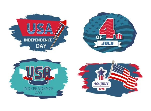 USA Independence Day Set, Vector Illustration — Stock Vector