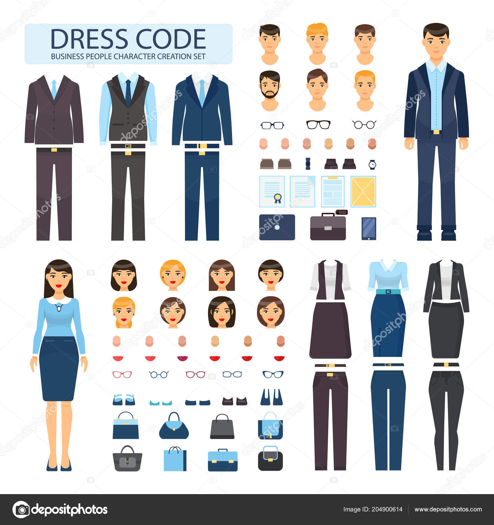 Dress Code for Business People Characters Set Stock Vector by ©robuart  204900614