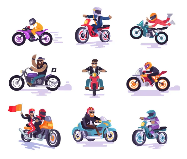 Collection d'icônes de motards Illustration vectorielle couleur — Image vectorielle