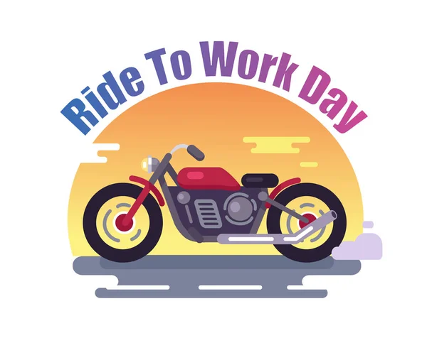Ride to Work Day Bannière colorée avec vélo rouge — Image vectorielle