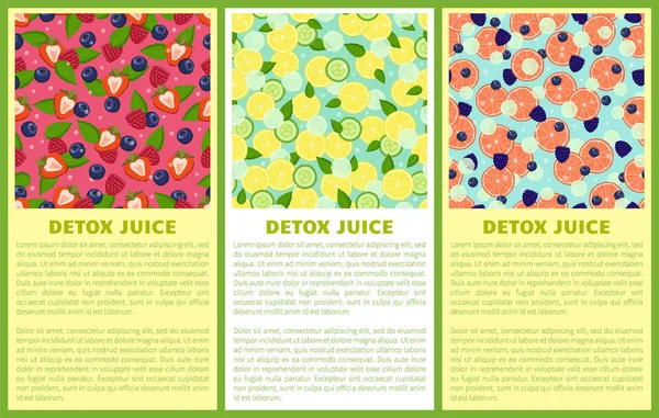 Detox χυμός συστατικά αφίσα δροσιστικό ποτό — Διανυσματικό Αρχείο