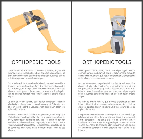 Ensemble d'outils orthopédiques et illustration vectorielle de texte — Image vectorielle