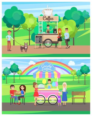 Sokak gıda posterler renkli vektör çizimler