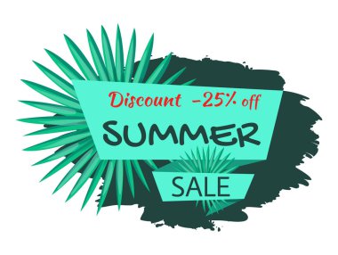 Yaz Satılık amblemi palmiye ağacı ile kapalı 25 indirim