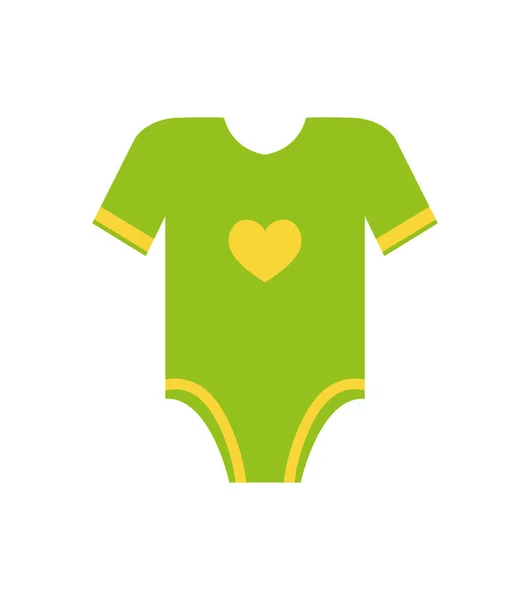 Kort ärm benlösa grön Sparkdräkt gul hjärta — Stock vektor