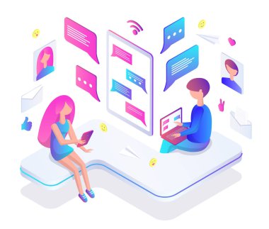 Gençler Internet Modern araçlar arasında sohbet.