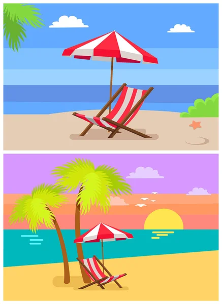 Summer Beach Rest Colorful Vector Illustration — Stock Vector