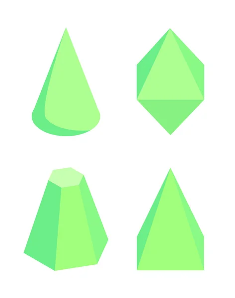 Grüne isolierte Prismen auf weißem Hintergrund — Stockvektor