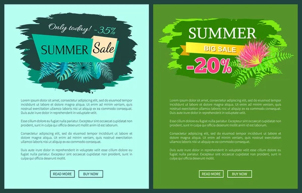 Summer Sale with 35 and 30 Percent off Promotional — Stock Vector