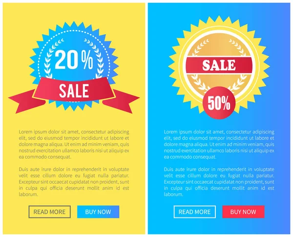 Sale Special Offer Round Labels on Web Posters Set — Stock Vector