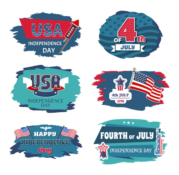 Affiches du 4 Juillet USA Happy Independence Day — Image vectorielle