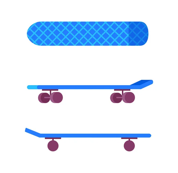 Skateboard van de blauwe kleur, vectorillustratie — Stockvector