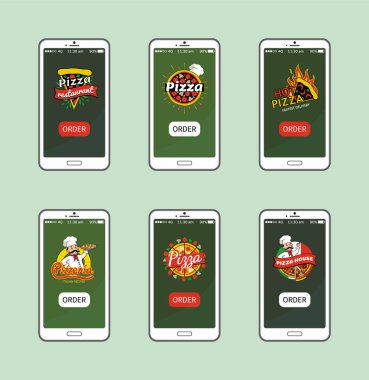 Sıcak Pizza Teslimat Online App Smartphone kümesi için