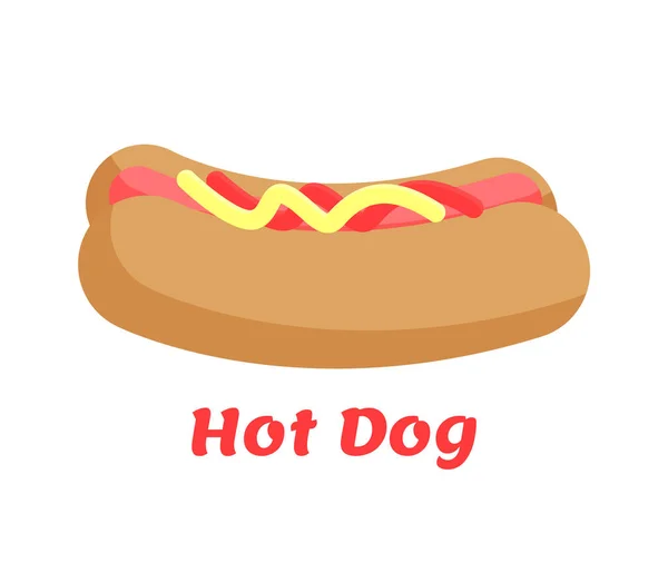 Hot Dog Streetfood bunte Vektorillustration — Stockvektor