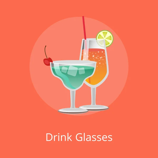 Dricka glasögon Martini Lemonade alkohol drinkar — Stock vektor