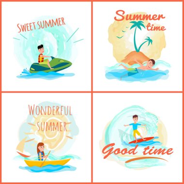 Tatlı yaz saati koleksiyonu vektör çizim