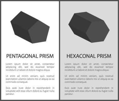 Posterler metin üzerinde Pentagonal ve altıgen prizmalar