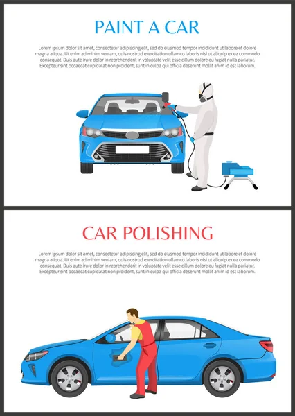 Poshing and Paint a Car Color Vector Illustration — Stock Vector