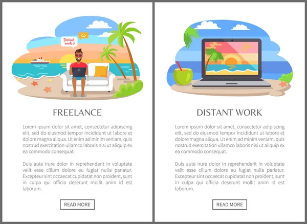 Le travail indépendant et le travail à distance en tant qu'emplois modernes Promo — Image vectorielle