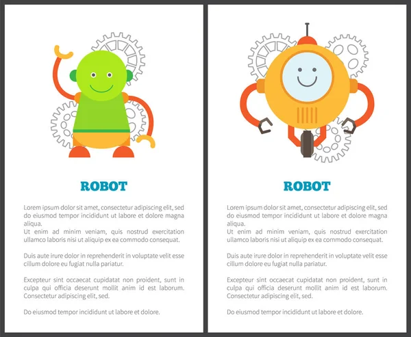 Robot en Headlines collectie vectorillustratie — Stockvector