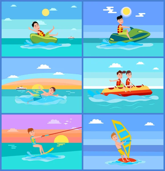 Atividades de Verão Esporte Vector Ilustração — Vetor de Stock