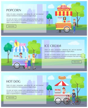 Patlamış mısır dondurma koleksiyonu vektör çizim