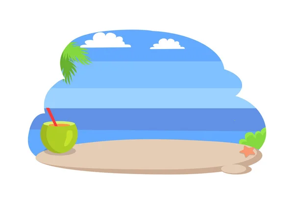 Seaside with Clear Blue Sky Vector Illustration — Stock Vector