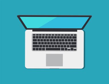 Dizüstü bilgisayar ve klavye mavi, vektör çizim