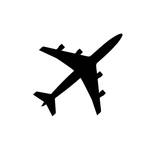 飛行機アイコン黒シルエット ベクトル図 — ストックベクタ