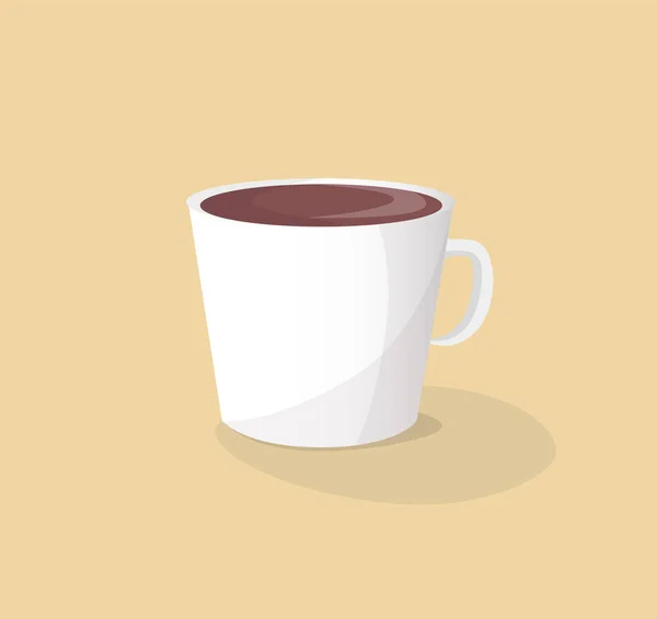 Petite tasse en céramique blanche de café chaud délicieux — Image vectorielle