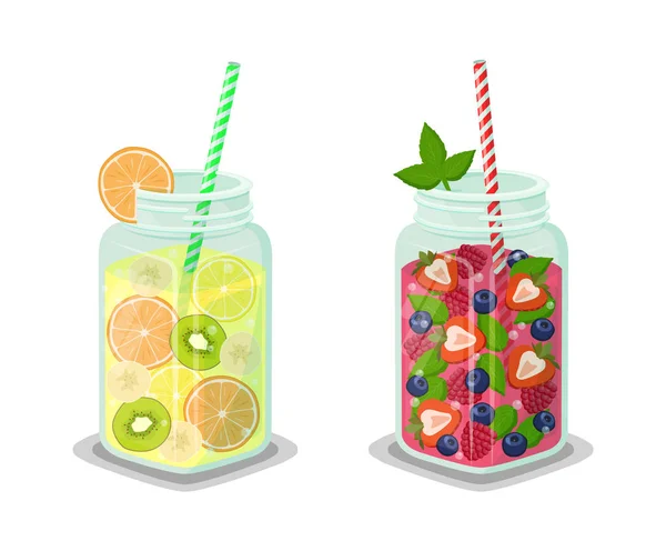 Liquid Dieting Drinks Set Vector Illustration — Stock Vector