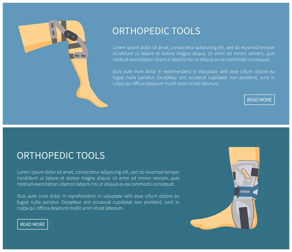 Orthopedische hulpmiddelen Fixators instellen kleurrijke Poster — Stockvector