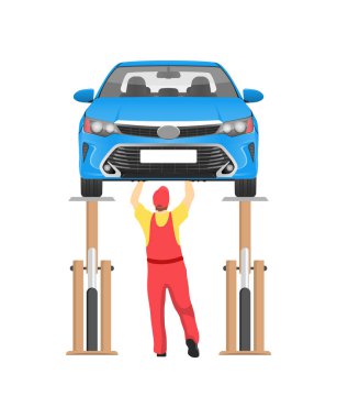 Araç muayene otomatik hizmet vektör kart üzerinde