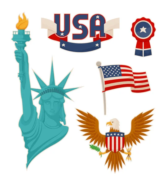 USA National Symbolism Color Vector Illustration — Stock Vector