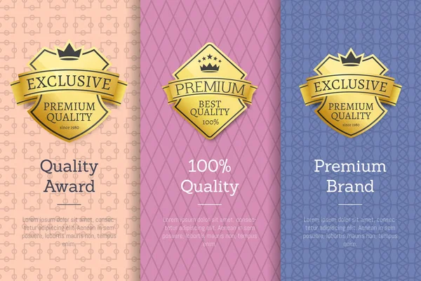 100 laatupalkinnon Premium Brand Gold Labels Set — vektorikuva