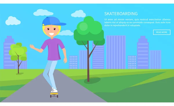 Skateboarding Texto Página web Vector Ilustración — Vector de stock