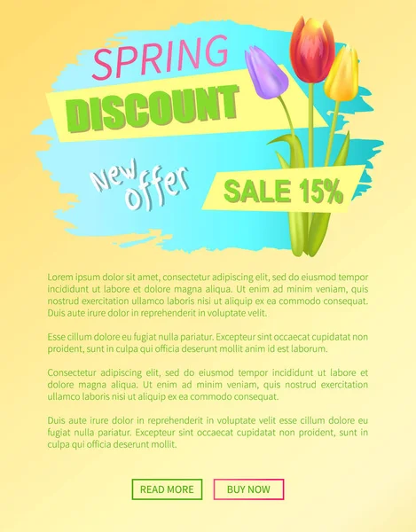 Nueva oferta Descuento de primavera 15 Off Web Poster Online — Vector de stock