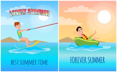 Güzel yaz saati renkli vektör çizim