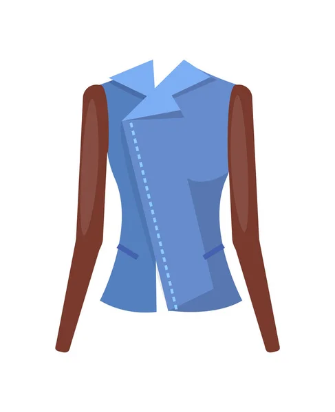Elegante giacca denim femminile con maniche in pelle — Vettoriale Stock