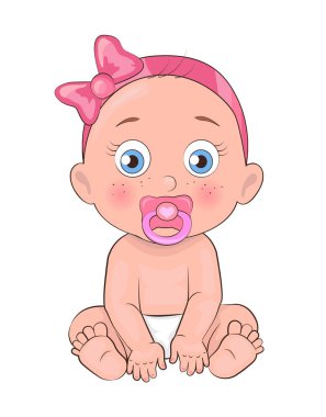 Yeni doğmuş kız bebek emziği ağız ve çocuk bezi