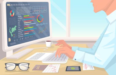 Modern ofis vektör çizim çalışma adam