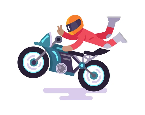 Уличный гонщик совершает трюки на мотоцикле — стоковый вектор