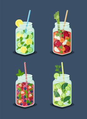 Diyet içecekler vektör çizim ayarla