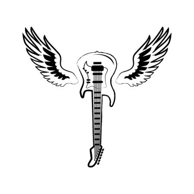 Vektör çizim aşağı ters elektro gitar