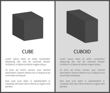 Küp ve Cuboid geometrik şekiller metin ile siyah