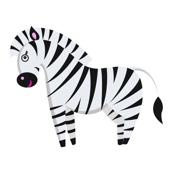 Şirin Zebra düz vektör etiket veya simge çizgi film — Stok Vektör
