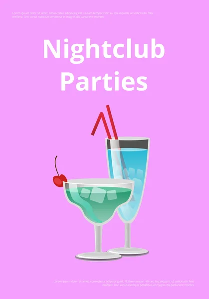Nachtclub-Partys blaue Cocktails im Martini-Glas — Stockvektor